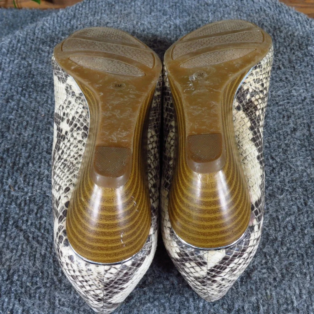 Alfani Cammi Womens Peep Toe Wedge Size 8M Work Snakeskin Print Faux Leather